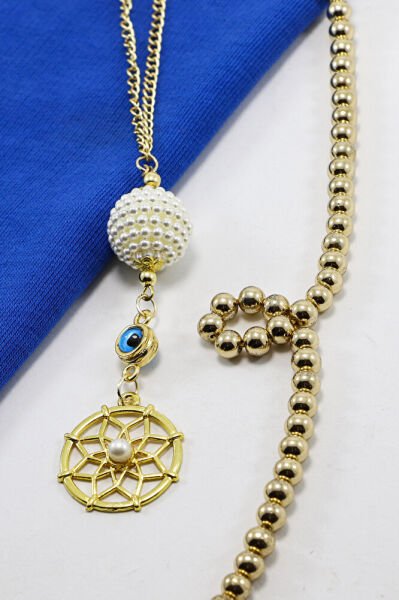 İncili Böğürtlen Nazarlı Düş Kapanı Gold Dikiz Ayna Süsü, Yeni Araba Hediyesi