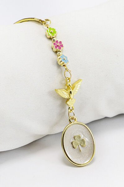 Kuşlu Küçük Renkli Çiçekli Sedefli Yonca Dikiz Ayna Süsü, Yeni Araba Hediyesi