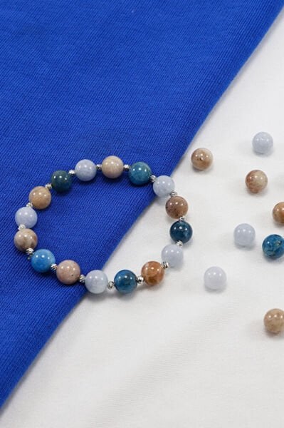 Doğal Taşlı Lastikli Bileklik Taşlar; Akumarin, Güneş Taşı, Apatit