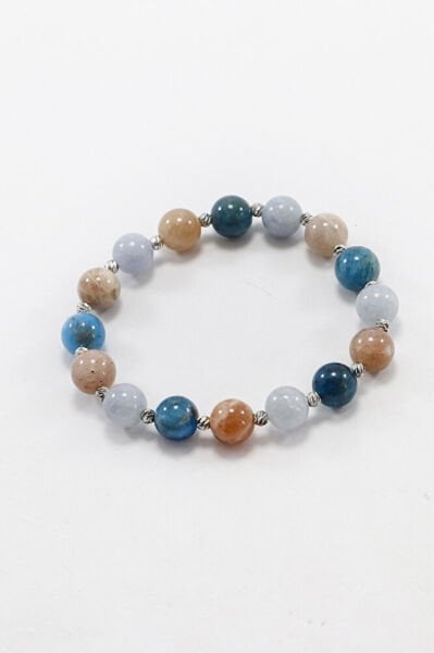 Doğal Taşlı Lastikli Bileklik Taşlar; Akumarin, Güneş Taşı, Apatit