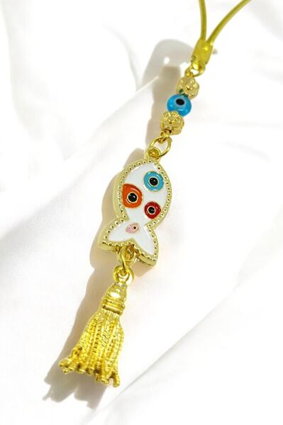 Yeni Araba Hediyesi, Metal Balık Renkli Nazar Boncuklu Püsküllü Dikiz Ayna Süsü