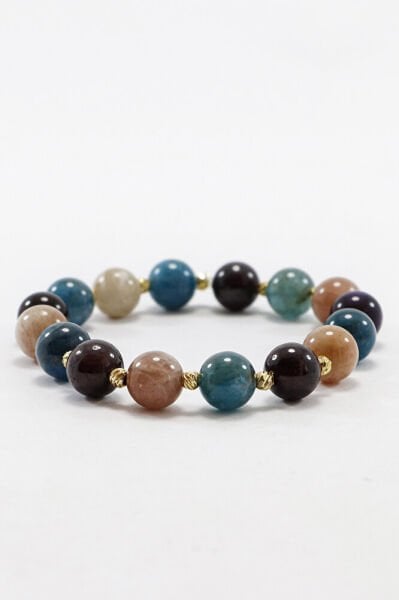 Doğal Taşlı Lastikli Bileklik Taşlar; Güneş Taşı, Lal Taşı, Apatit