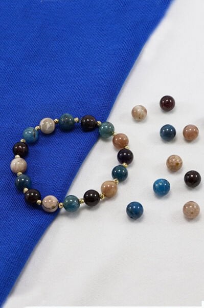 Doğal Taşlı Lastikli Bileklik Taşlar; Güneş Taşı, Lal Taşı, Apatit