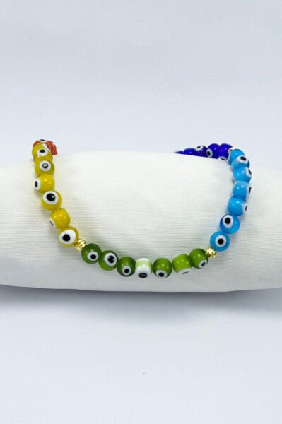 Renkli El Yapımı Cam Nazar Boncuklu Kolye, Hediyelik Renkli Bijuteri Takı