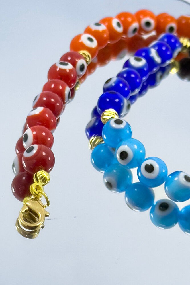 Renkli El Yapımı Cam Nazar Boncuklu Kolye, Hediyelik Renkli Bijuteri Takı