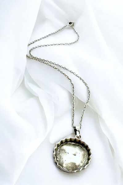 Gümüş Renkli Eskitme Metal Gazaoz Kapağı Kolye, Hediyelik Gazoz Kapaklı Kolye