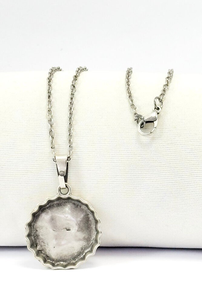 Gümüş Renkli Eskitme Metal Gazaoz Kapağı Kolye, Hediyelik Gazoz Kapaklı Kolye