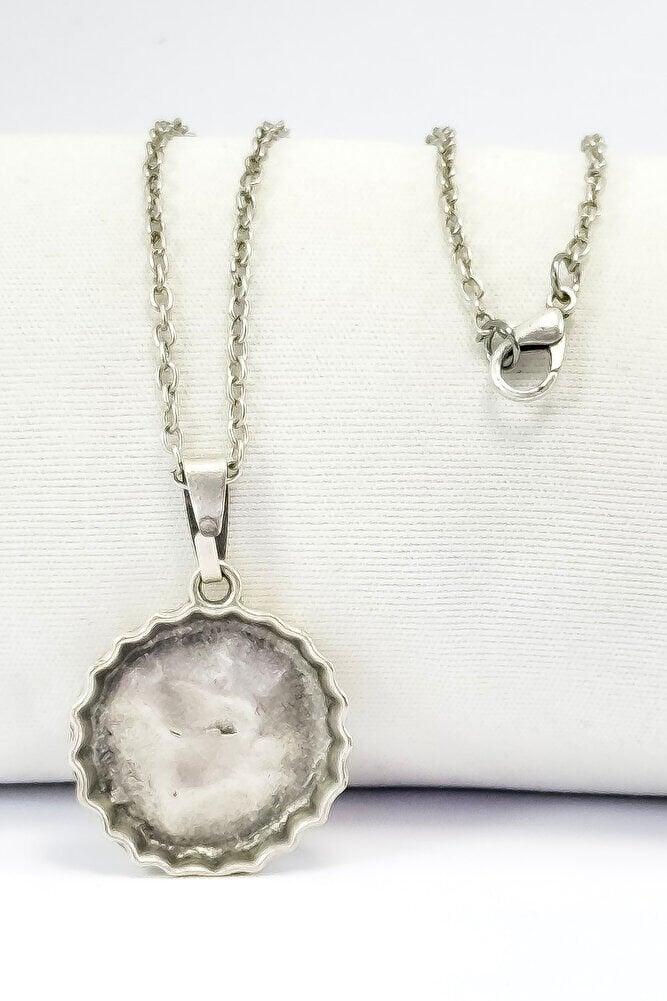 Gümüş Renkli Eskitme Metal Gazaoz Kapağı Kolye, Hediyelik Gazoz Kapaklı Kolye