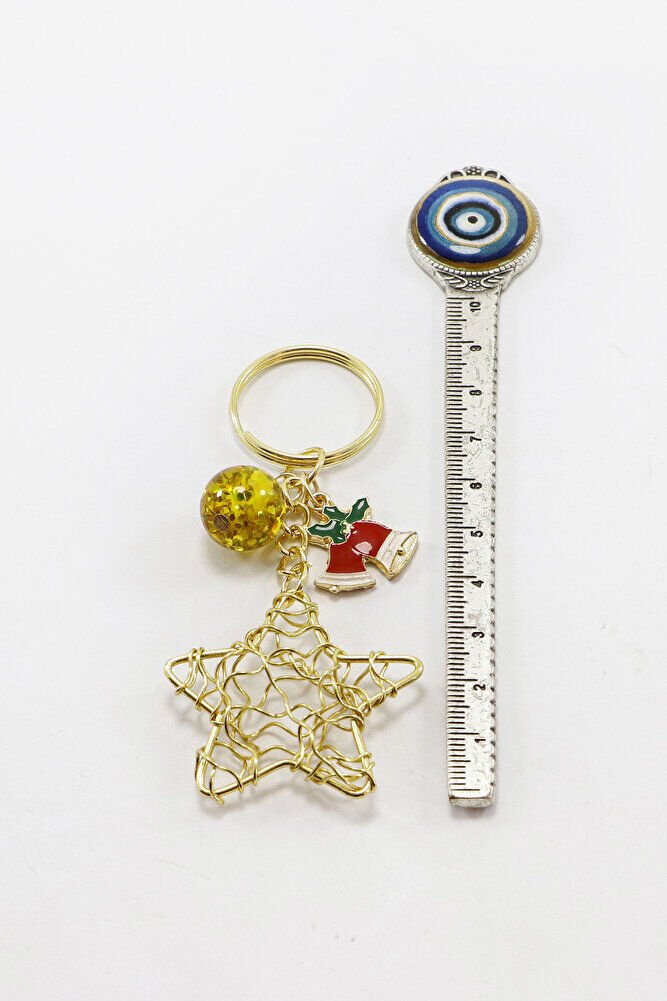 Yılbaşı Temalı Yıldızlı Renkli Anahtarlık, Hediyelik Christmas Çanta Süsü