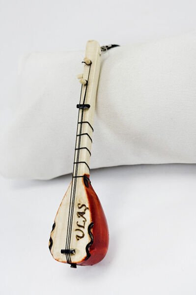 İsim Yazdırılabilir Ahşap Minyatür Bağlama Araç Dikiz Ayna Süsü El Yapımı Kişiye Özel Hediye