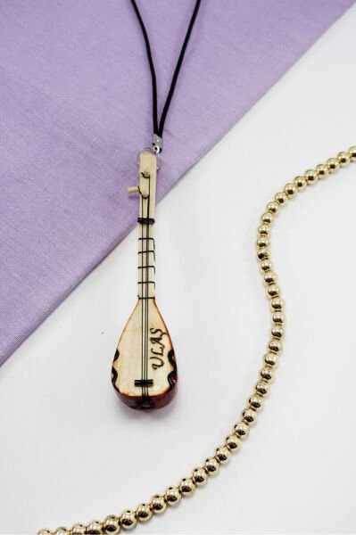 İsim Yazdırılabilir Ahşap Minyatür Bağlama Araç Dikiz Ayna Süsü El Yapımı Kişiye Özel Hediye