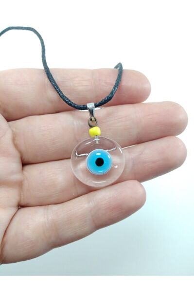 Saydam Nazar Boncuğu Deri Ipli Bujiteri Kolye 1,5