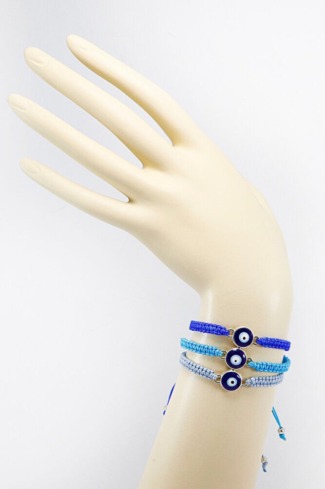 Turkuaz, Bebe Mavisi, Lacivert Renkli 3'lü Set Asansörlü Bileklik, Hediyelik Bileklik