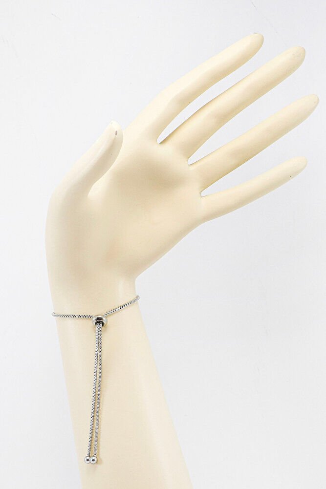 Gümüş Renkli Ayarlanabilir Üçlü Parlak Zirkon Taşlı Bileklik, Hediyelik Nazarlı Bileklik