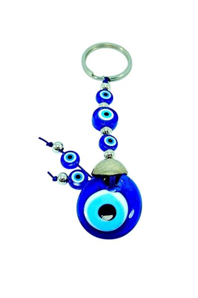 El Yapımı Cam Nazar Boncuğu Anahtarlık / Nazarlı Hediyelik Anahtarlık