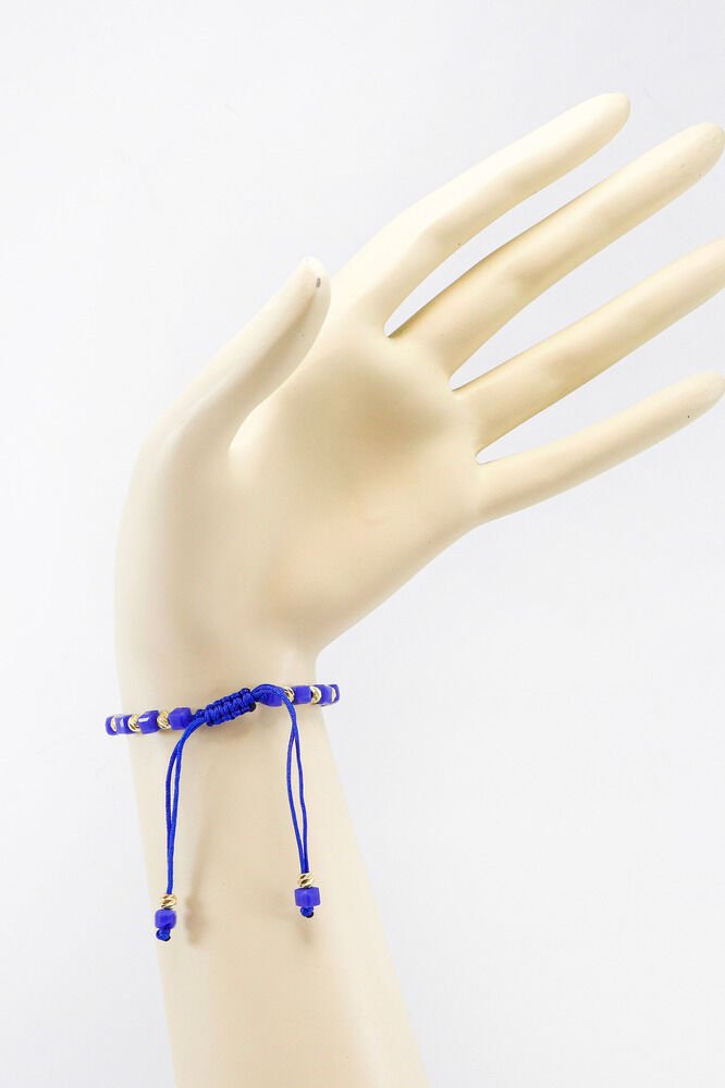 Dark Blue Square Beaded Elevator Evil Eye Beaded Bracelet, Gift Bracelet