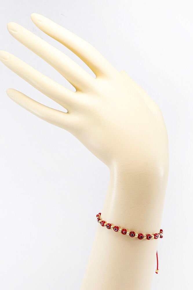 Elevator Red Glass Evil Eye Beaded Bracelet, Gift Bracelet