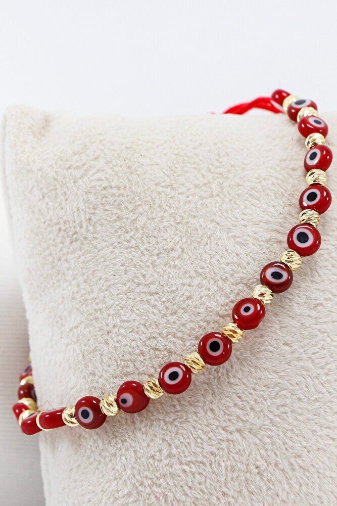 Elevator Red Glass Evil Eye Beaded Bracelet, Gift Bracelet