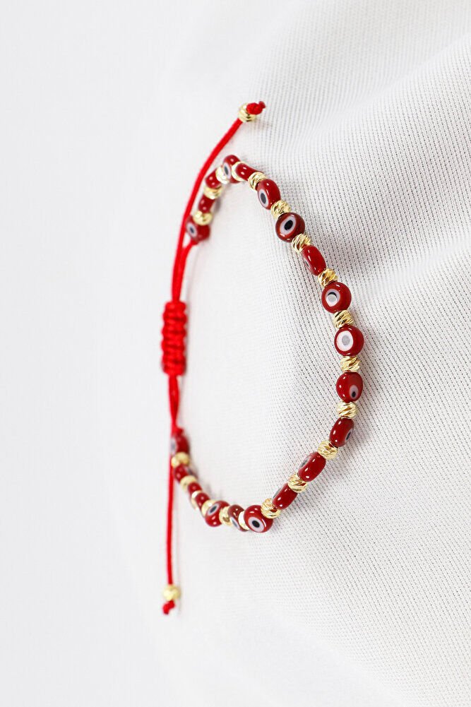 Elevator Red Glass Evil Eye Beaded Bracelet, Gift Bracelet