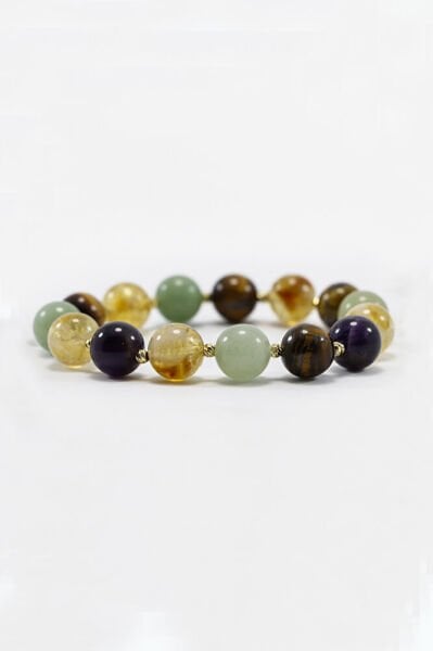 Doğal Taşlı Lastikli Bileklik Taşlar;Aventurin, Ametist, Kaplan Gözü, Sitrin