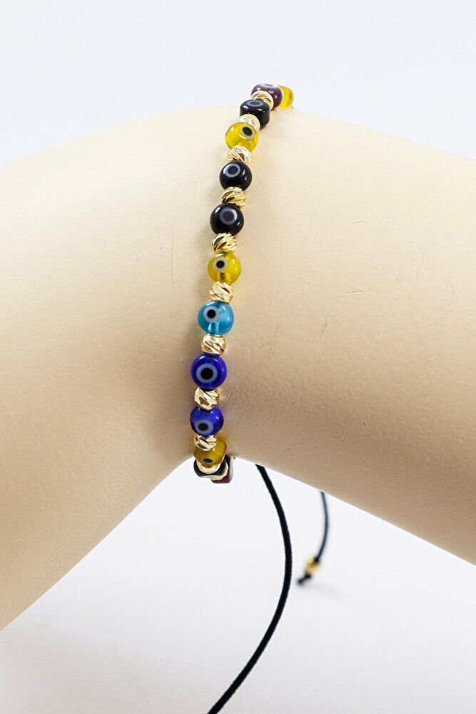 Elevator Colorful Glass Evil Eye Beaded Bracelet, Gift Bracelet