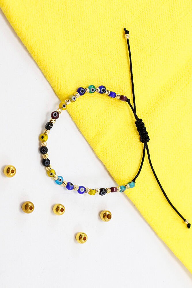 Elevator Colorful Glass Evil Eye Beaded Bracelet, Gift Bracelet