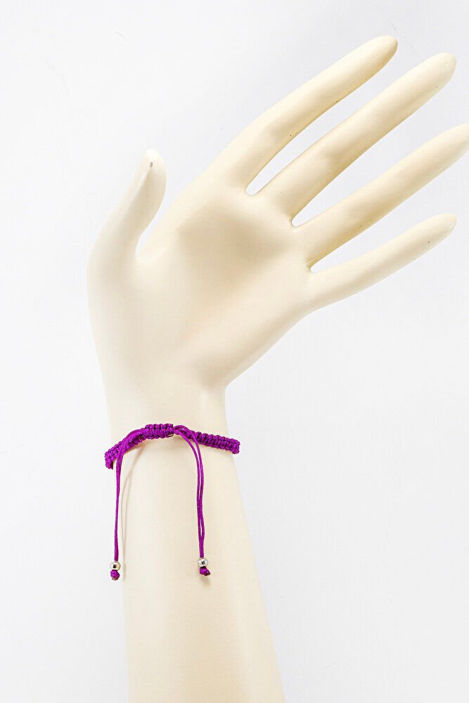 Mor Renkli Asansörlü Gümüş Elips Zirkon Taşlı Nazar Bileklik, Hediyelik Bileklik