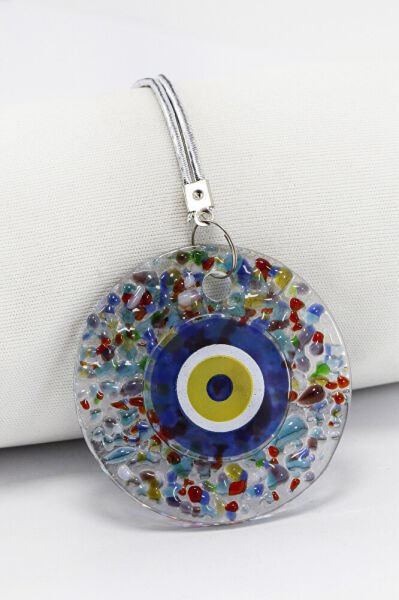 El Yapımı Kırıntılı Cam Nazar Boncuklu Dikiz Ayna Süsü, Hediyelik Araba Hediyesi