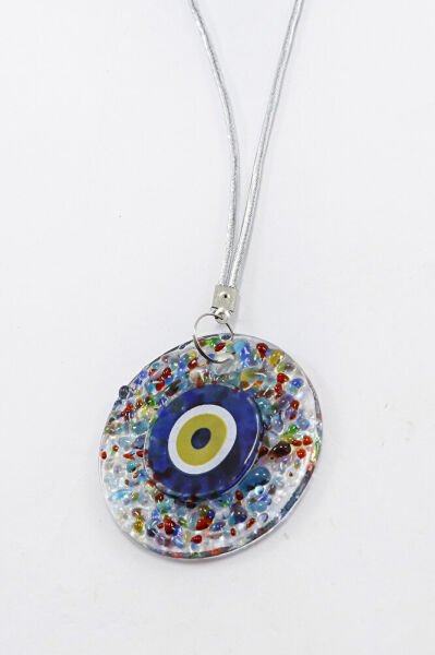 El Yapımı Kırıntılı Cam Nazar Boncuklu Dikiz Ayna Süsü, Hediyelik Araba Hediyesi