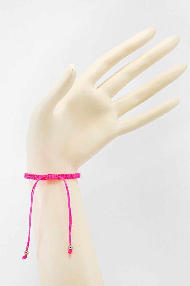 Pink Colored Silver Ellipse Zircon Stone Evil Eye Bracelet, Gift Bracelet