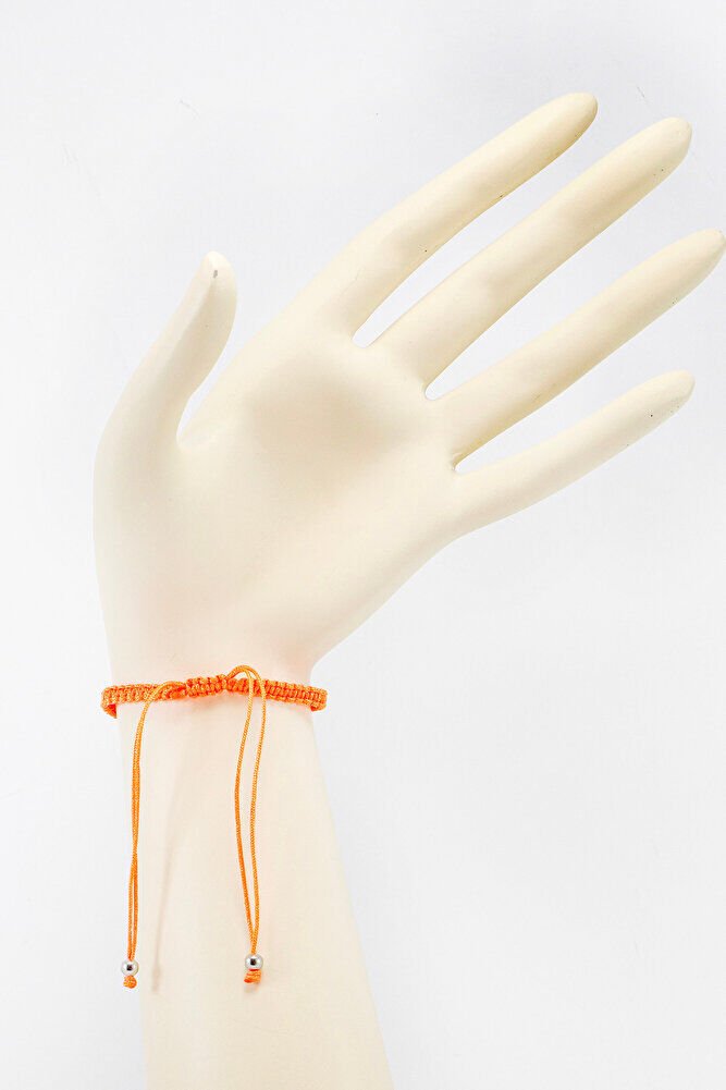 Orange Colored Silver Ellipse Zircon Stone Evil Eye Bracelet, Gift Bracelet