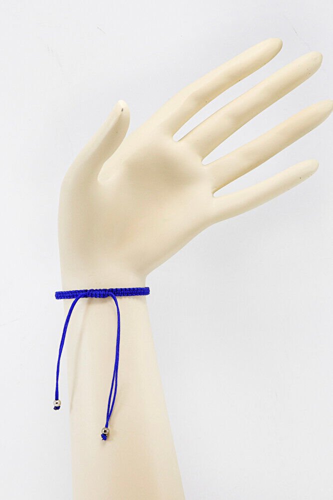 Lacivert Renkli Asansörlü Gümüş Elips Zirkon Taşlı Nazar Bileklik, Hediyelik Bileklik