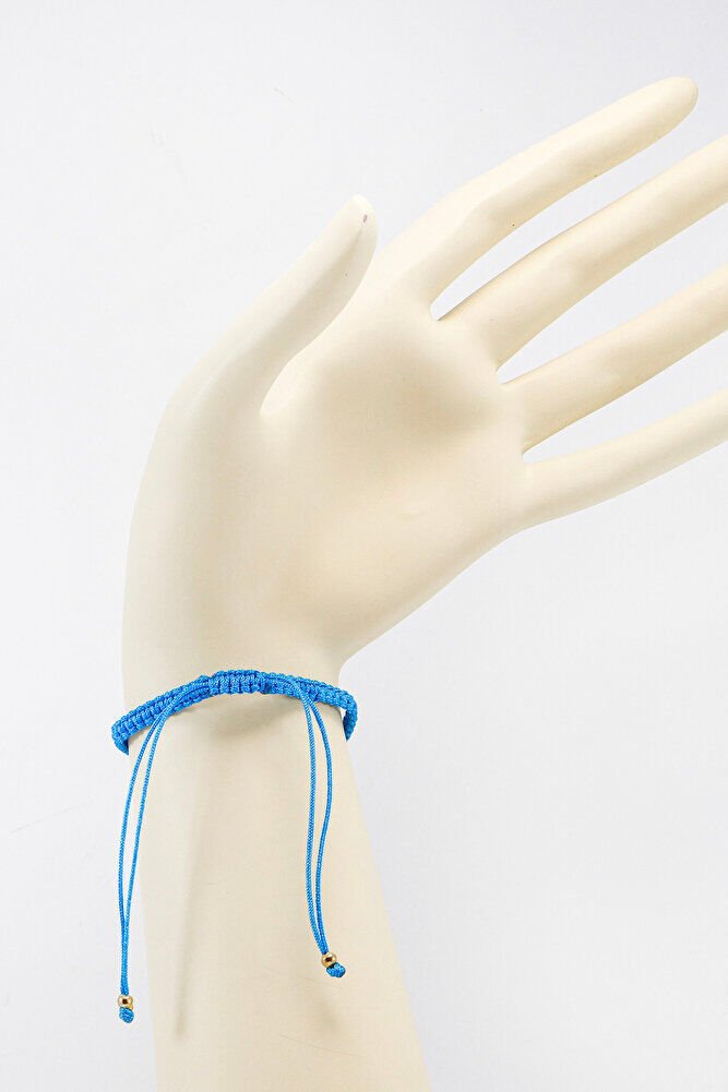 Koyu Turkuaz Renkli Asansörlü Gold Zirkon Taşlı Nazar Bileklik, Hediyelik Bileklik