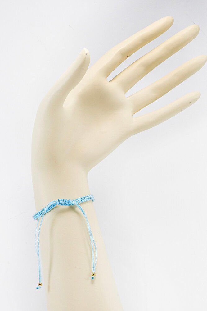 Light Turquoise Colored Elevator Gold Zircon Stone Evil Eye Bracelet, Gift Bracelet