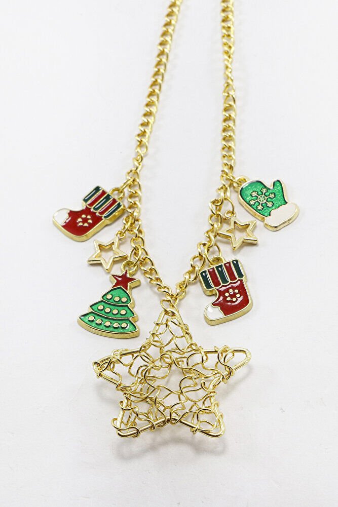 Yıldızlı Gold Renkli Yılbaşı Temalı Dikiz Ayna Süsü, Yılbaşı Ağacı Çizmeli Hediyelik Araba Hediyesi