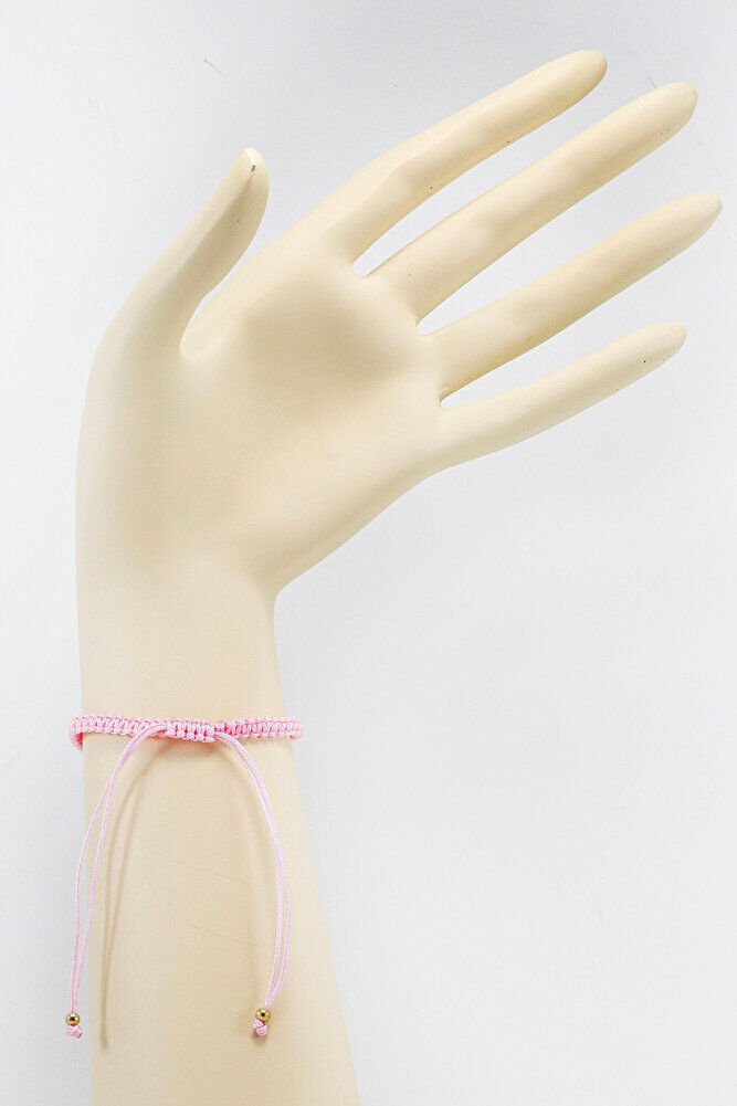 Toz Pembe Renk Asansörlü Gold Zirkon Taşlı Nazar Bileklik, Hediyelik Bileklik