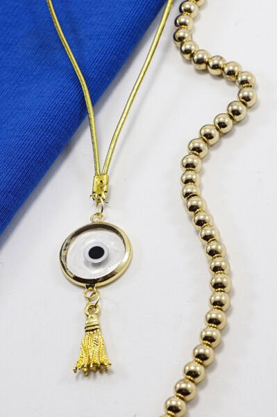 Şeffaf Çerçeveli Nazarlı Püsküllü Dikiz Ayna Süsü, Yeni Araba Hediyesi