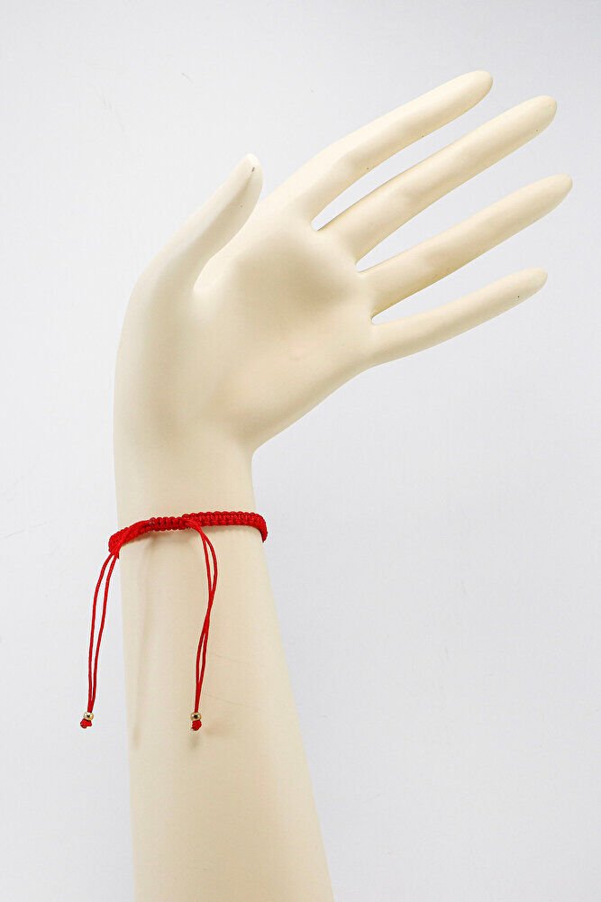 Kırmızı Renkli Asansörlü Gold Zirkon Taşlı Nazar Bileklik, Hediyelik Bileklik