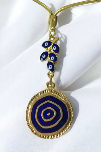 Navy Blue Metal Pendant Swirl Figured Car Rearview Mirror Ornament Luxury Gift Accessory