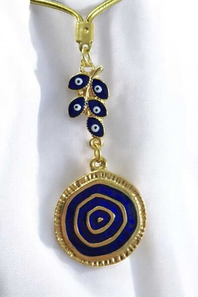 Navy Blue Metal Pendant Swirl Figured Car Rearview Mirror Ornament Luxury Gift Accessory