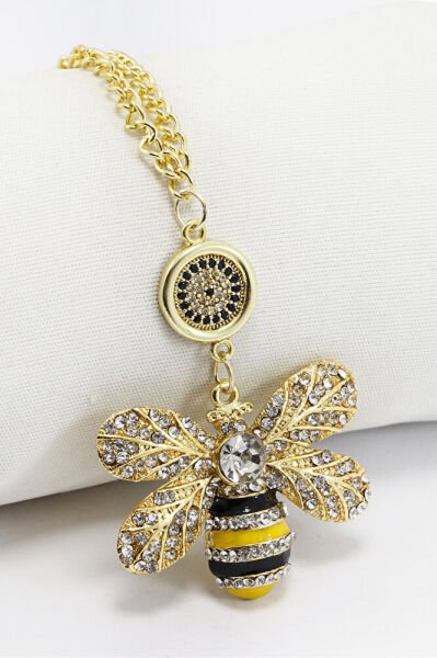 Parlak Taşlı Nazarlı Taşlı Arı Figürlü Dikiz Ayna Süsü, Yeni Araba Hediyesi