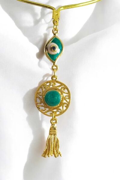 Zümrüt Yeşili Nazar Gözlü püsküllü Araba Dikiz Ayna Süsü, Lüks Yeni Araba Hediyesi