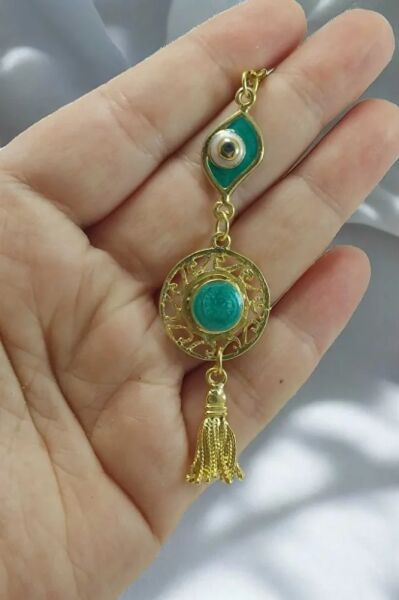 Zümrüt Yeşili Nazar Gözlü püsküllü Araba Dikiz Ayna Süsü, Lüks Yeni Araba Hediyesi