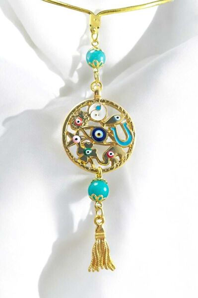 Rengarenk Hayat Ağacı Turkuaz Taşlı püsküllü Araba Dikiz Ayna Süsü, Lüks Yeni Araba Hediyesi