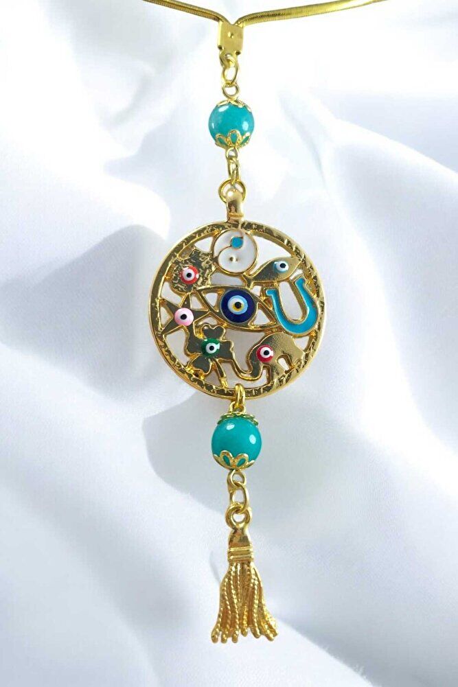 Rengarenk Hayat Ağacı Turkuaz Taşlı püsküllü Araba Dikiz Ayna Süsü, Lüks Yeni Araba Hediyesi