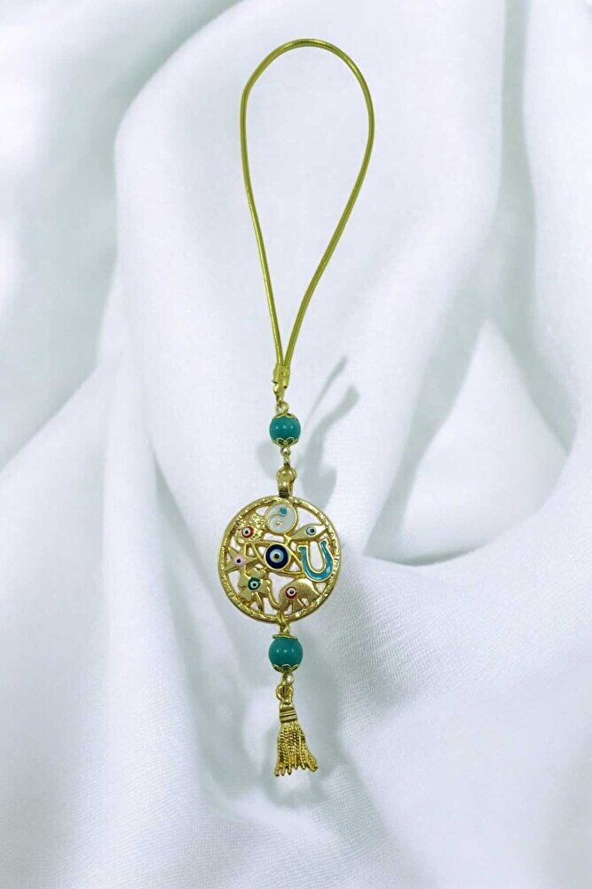 Rengarenk Hayat Ağacı Turkuaz Taşlı püsküllü Araba Dikiz Ayna Süsü, Lüks Yeni Araba Hediyesi