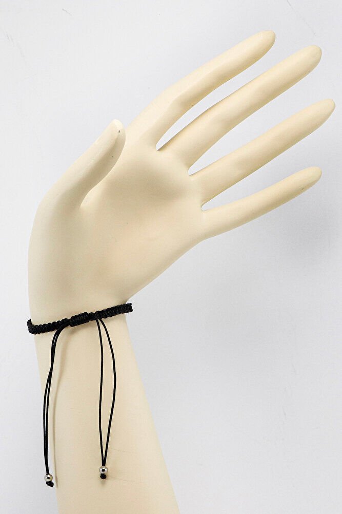 Siyah Renkli Asansörlü Gümüş Zirkon Taşlı Nazar Bileklik, Hediyelik Bileklik