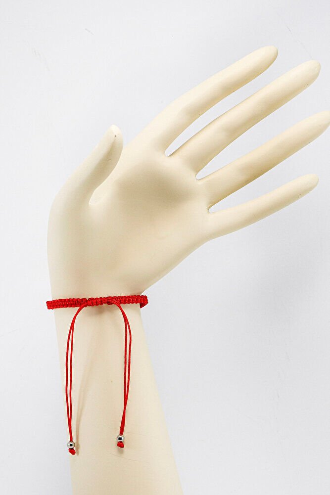 Kırmızı Renkli Asansörlü Gümüş Zirkon Taşlı Nazar Bileklik, Hediyelik Bileklik