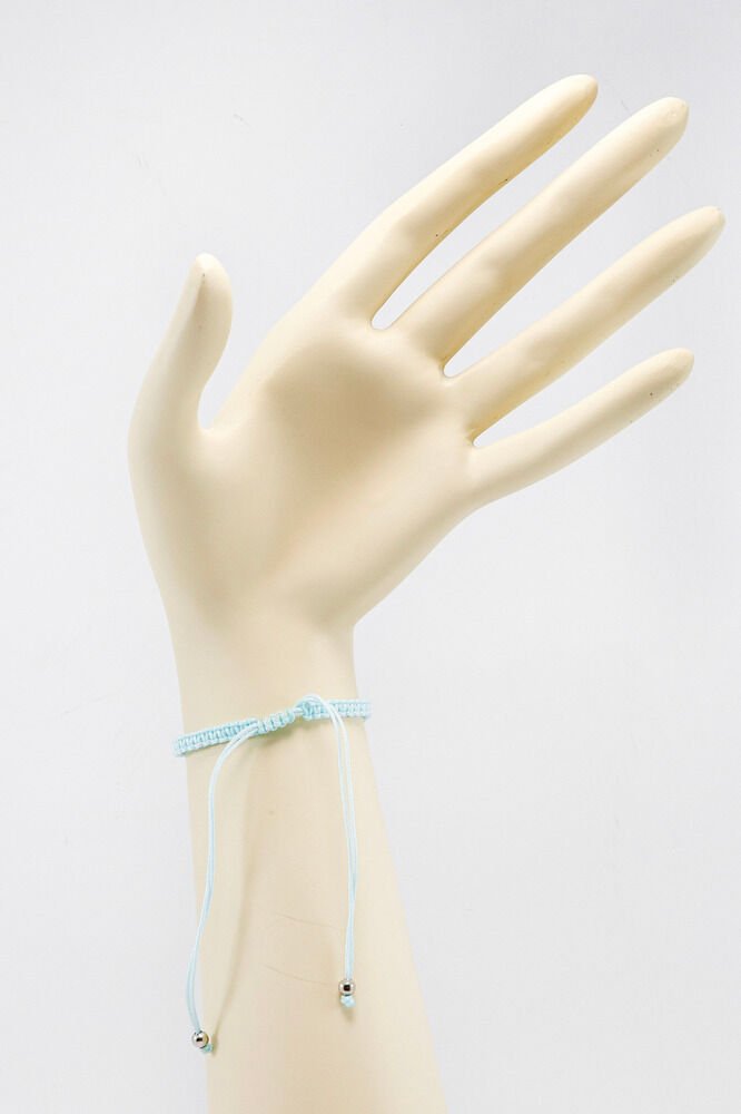 Açık Turkuaz Renkli Asansörlü Gümüş Zirkon Taşlı Nazar Bileklik, Hediyelik Bileklik