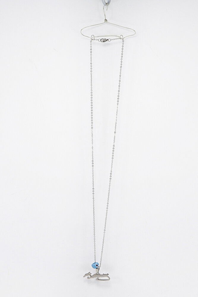 Gümüş Renkli K.Atatürk Yazılı Paslanmaz Çelik Zincirli Bijuteri Kolye, Hediyelik Kolye